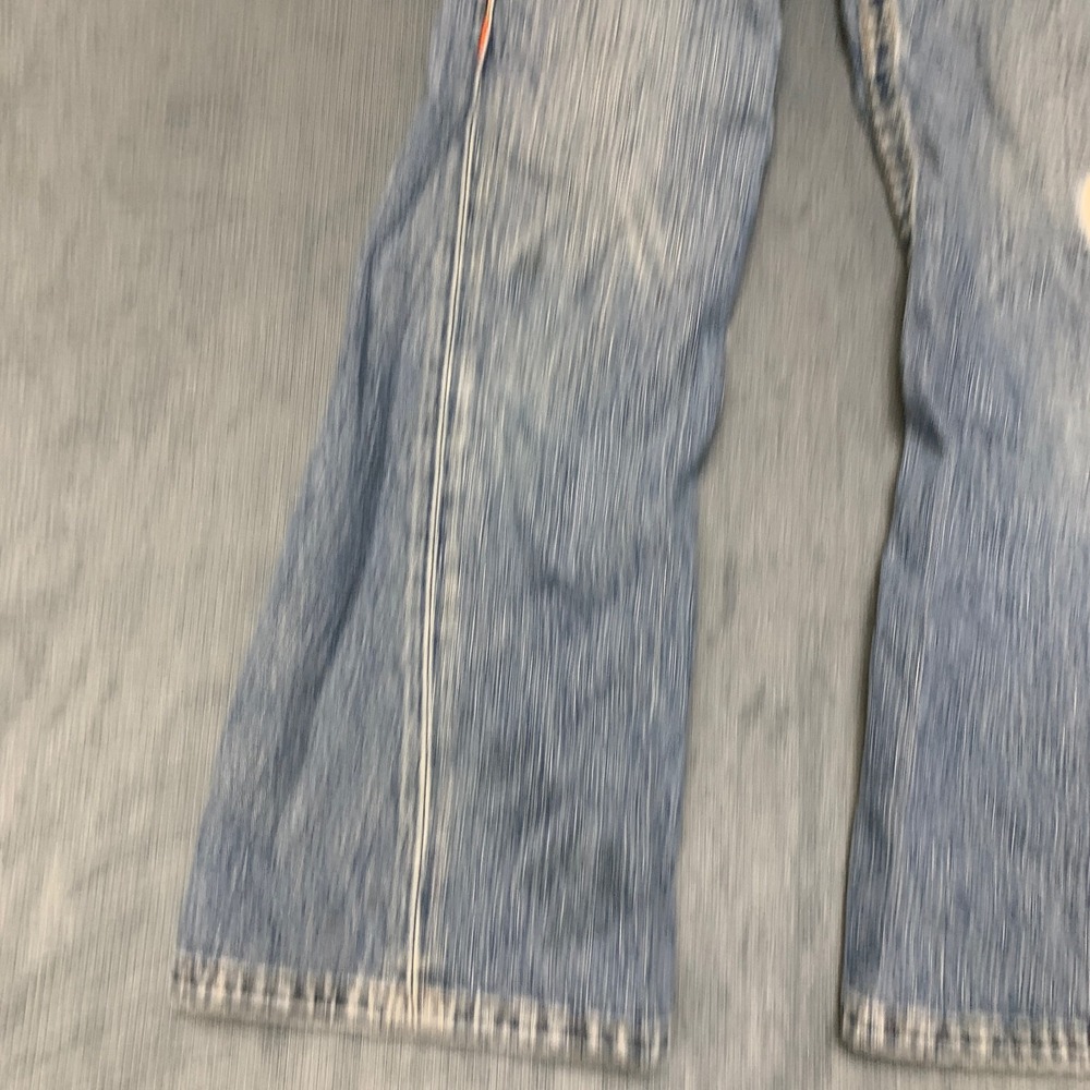 True Religion Jeans Womens 8 Blue Denim Wide Leg Distressed 5 Pockets Zip Fly - Picture 15 of 16